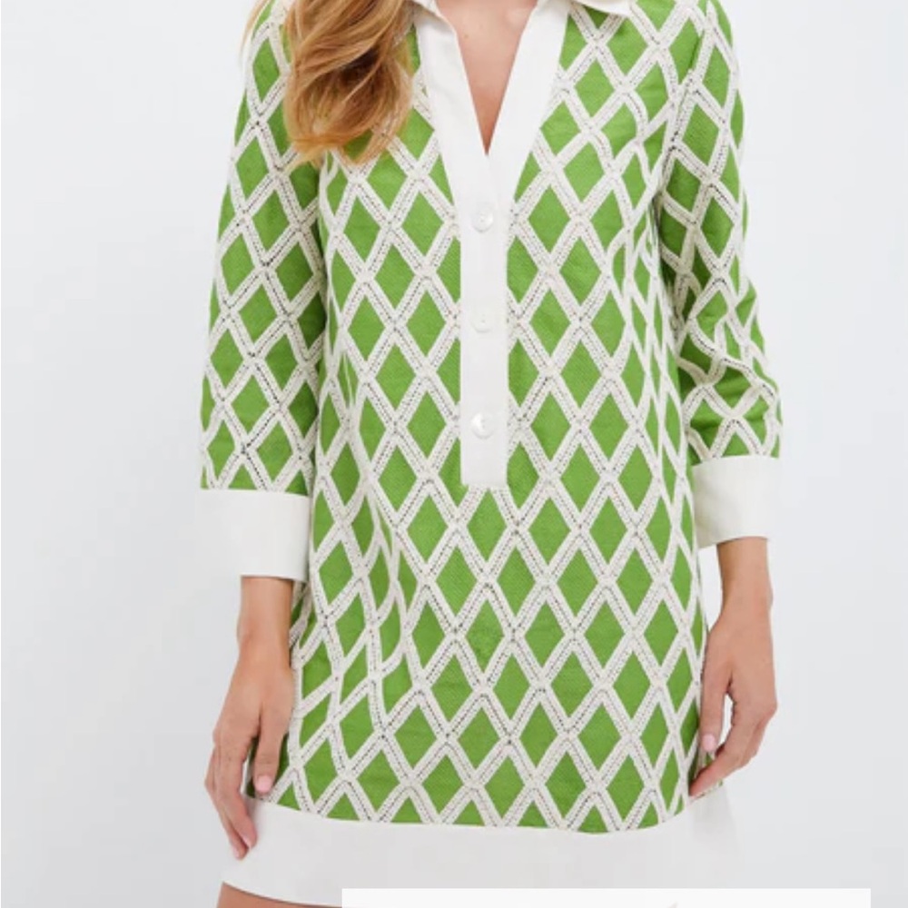 Tuckernuck Green and Cream Crochet Dress
